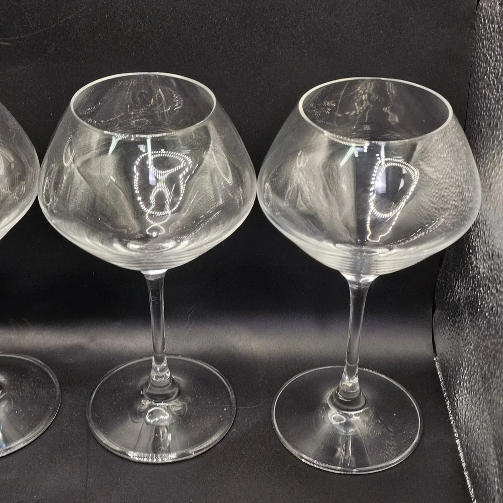 Set of 4 Vintage Clear Balloon Bowl Stemmed Wine Cocktail Glasses Barware‎